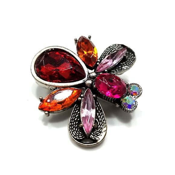 Signed “Love Bug” Vintage Rhinestone Insect Brooch – Pink & Orange - Picture 8 of 10